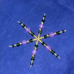 Elegant Purple and Gold Beaded Snowflake Ornament